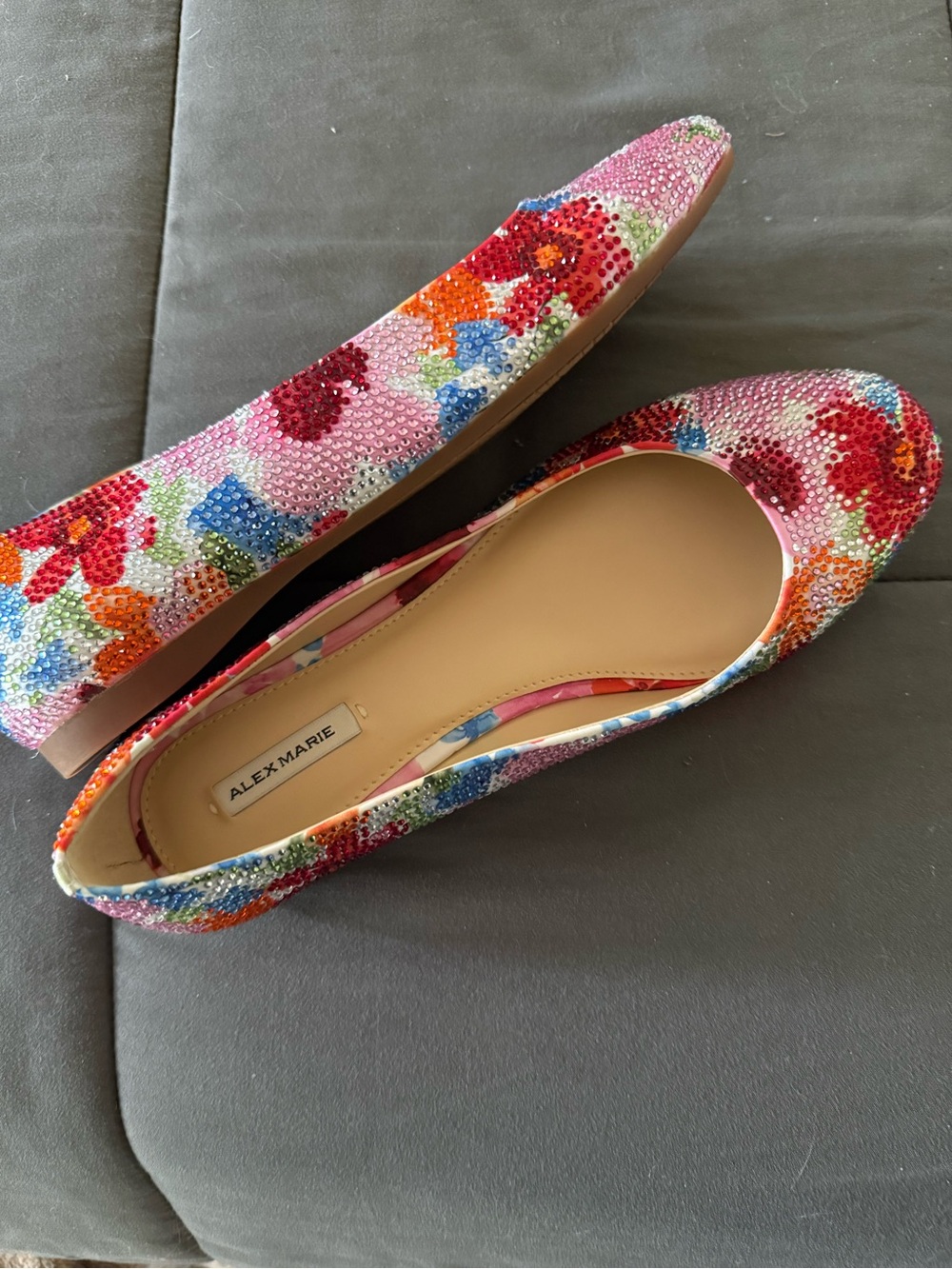 “New” Alex Marie Multicolor Pink Floral Crystal Ballet Flats
